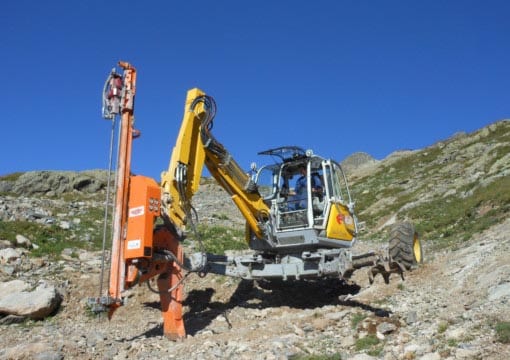 excavator drill; excavator drill attachment; excavator mounted drill attachment